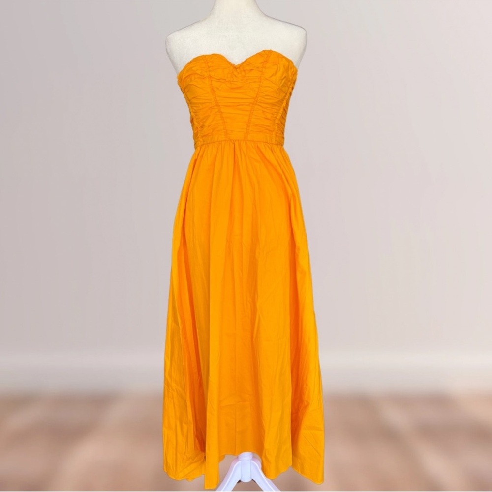 NWOT MANGO Flared Corset Dress in Neon Orange Size 4 - Picture 6 of 13